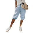 thumbnail image 1 of MAWCLOS Women's Bermuda Shorts Elastic Waist with Drawstring, Sky Blue, L, 1 of 2