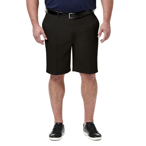 Haggar Men's Big and Tall Cool 18 Pro Classic Fit Stretch Flat Front Short, Black, 54