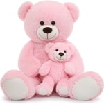 MorisMos 39" Ours en peluche géante maman et bébé en peluche douce animal farci