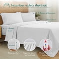 thumbnail image 4 of Ensemble de draps et taies d'oreiller 100% coton à 600 fils - Ensemble de 4 draps de lit en coton peigné extra-long blanc pur pour lit pour matelas, poche profonde de 16 po, tissage satiné doux et so, 4 of 5