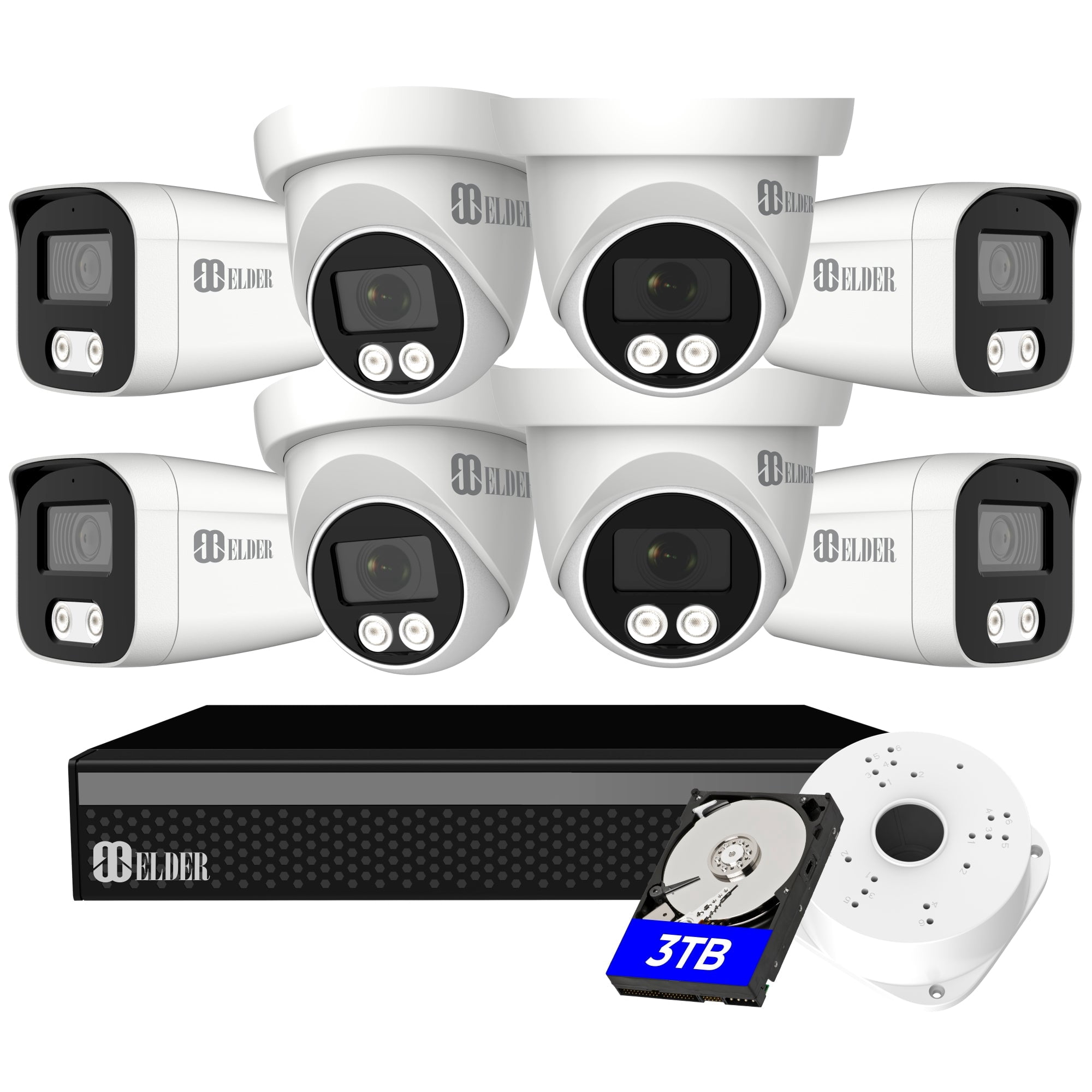 Security Camera System 4K Spotlight, 8-Camera 8Ch DVR Surveillance Kit Outdoor DIY Wired 2TB Audio Color Night Vision, 8MP Home Security Camera System