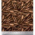 thumbnail image 1 of Soimoi Brown Rayon Crepe Fabric Text & Knife Kitchen Printed Fabric 1 Yard 46 Inch Wide, 1 of 3