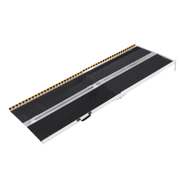 KFFKFF Compact Wheelchair Access Ramp, 8 ft with 800 lbs Load Limit, Anti-Slip Aluminum Collapsible Threshold Ramp, Foldable Access Ramp for Wheelchair, Disability Ramp for Household Steps