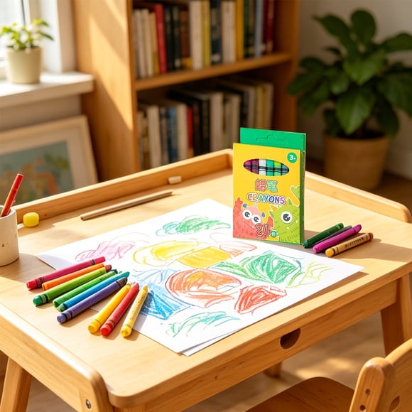 EGNMCR Grade A Children's Cartoons Crayons Non-Staining 8-Color And 24-Color Oil Pastels For Sketching And Drawing Stationery And Kindergarten Prizes wax Cylindrical Crayons