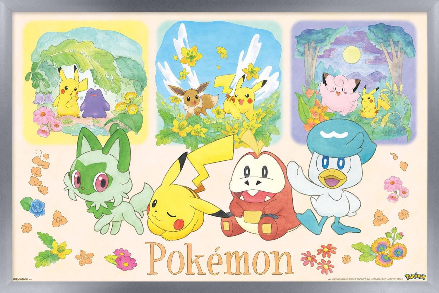 Pokémon: One Scene - Group Wall Poster, 14.725" x 22.375" Framed