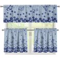 thumbnail image 1 of Blue Butterfly Floral Kitchen Curtains Valance Set of 3,Flower 24 Inch Length Tier Curtains Cafe Bar Window Curtains, Rod Pocket,Easy to Install, 1 of 5