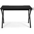 thumbnail image 3 of Patiojoy K-Shape Gaming Desk Computer PC E-Sports Table w/ Cup Holder Hook Black, 3 of 10