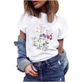 thumbnail image 3 of Économies d'Été! Hauts Habillés Floraux pour Femmes, Hauts d'Été pour Femmes 2024 Tendance, Mode Féminine Décontractée Manches Courtes Imprimé Floral Col Rond Chandail Haut Blouse, T-Shirts Basiques Décontractés d'Été pour Femmes, 3 of 9