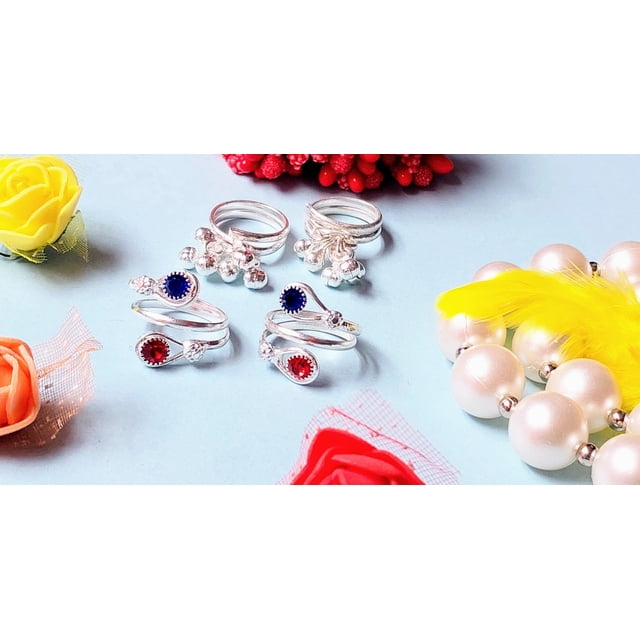 Kamada Creations Paire de Bagues d'Orteil Ethniques en Argent