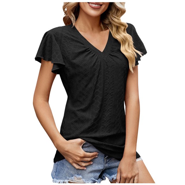 Birdeem T-Shirt à Manches Courtes Col en V Ample pour Femmes