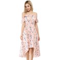 thumbnail image 2 of INSPIRE CHIC Robe Midi Évasée à Fleurs pour Femme à Bretelles Spaghettis Volantées S Rose, 2 of 7