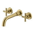thumbnail image 1 of Brushed Brass Wall Mount Bathroom Faucet Two Cross Handles and Rough-in Valve Included,SUMERAIN, 1 of 6