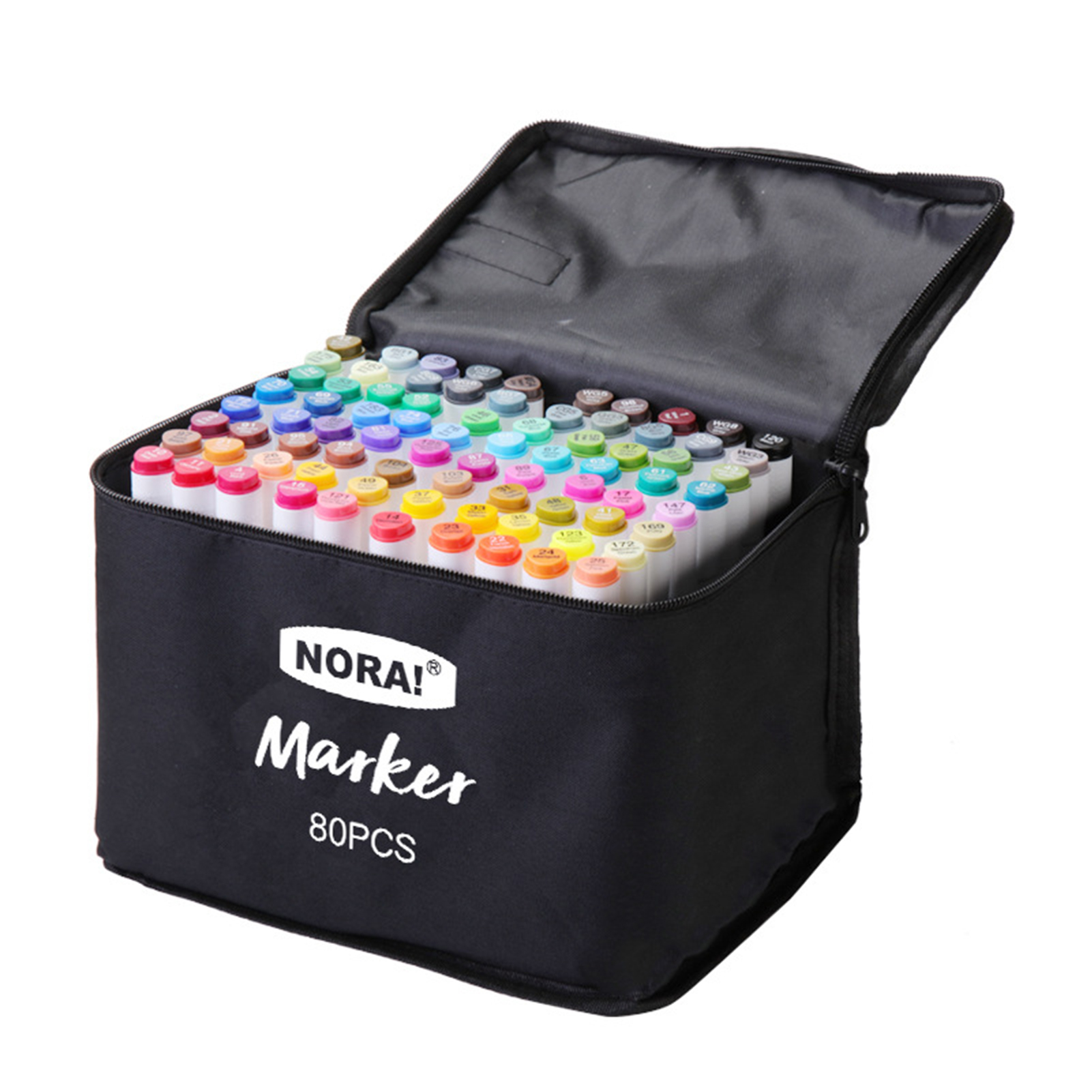 Amdohai 80 Colors Alcohol Markers Set Double Tipped Colored Pens Fine Point Art Markers Packed in Cloth Bag for Kids Adult Coloring Drawing Illustrations Artist Sketching