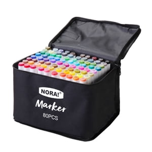 Amdohai 80 Colors Alcohol Markers Set Double Tipped Colored Pens Fine Point Art Markers Packed in Cloth Bag for Kids Adult Coloring Drawing Illustrations Artist Sketching