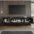 thumbnail image 4 of Homy Casa TV Stand with Wave-Shaped Doors & Sturdy Legs, 4 of 12