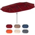 thumbnail image 1 of Costway 15.5 FT Extra-Large Patio Umbrella with LED Solar Lights & 12 Heavy-Duty Ribs Red, 1 of 10