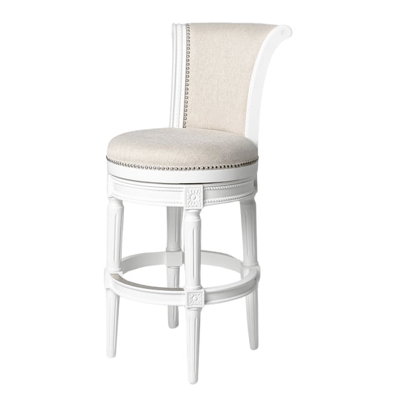 Maven Lane Tabouret de Bar Pullman, Fini Blanc Albâtre avec Revêtement en Tissu Crème