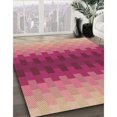 thumbnail image 3 of Ahgly Company Tapis Rond Lavable en Machine Intérieur Transitionnel Rouge Framboise, 3 Pieds Rond, 3 of 7