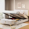 thumbnail image 1 of Velmero Queen Size Upholstered Storage Bed with Hydraulic Lift & Easy Assembly - No Box Spring Required,Beige, 1 of 20