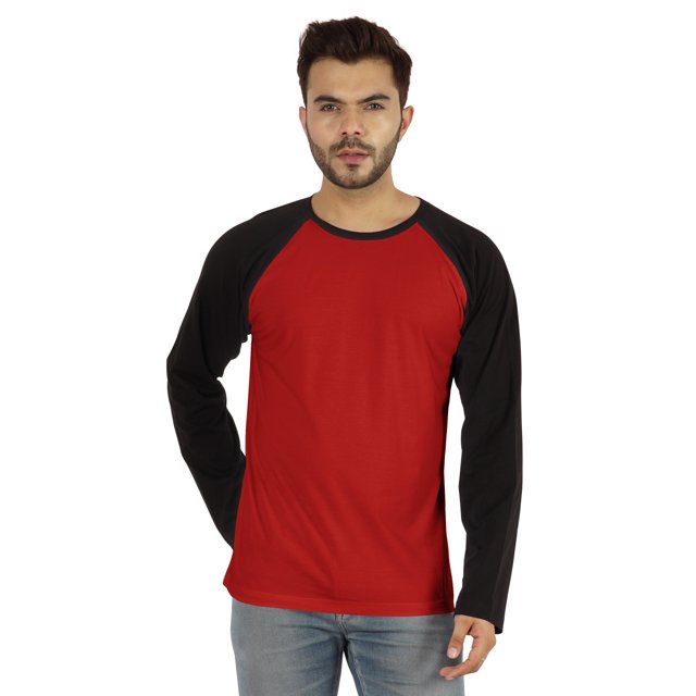 Inkmeso Men's Regular Fit Round Neck Shirt Solid Raglan Long Sleeve T-Shirts