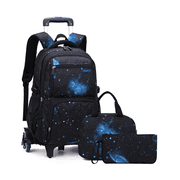 Wadan 18-inch 6-Wheels Rolling Stylish School Backpack, Shoulder Backpack with Lunch Bag & Pen Pouch - All in One-for Boys/Girls
