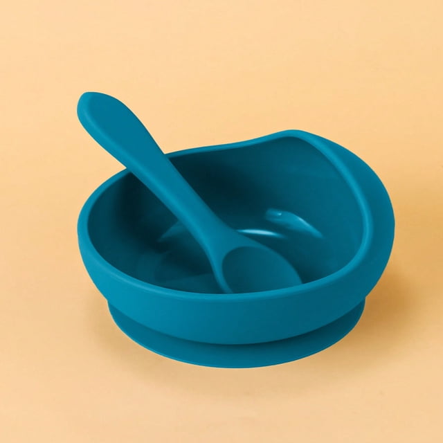 SNNROO 2pcs Baby Feeding Bowl And Spoon Set With Silicone Suction Cup And Soft Silicone Spoon