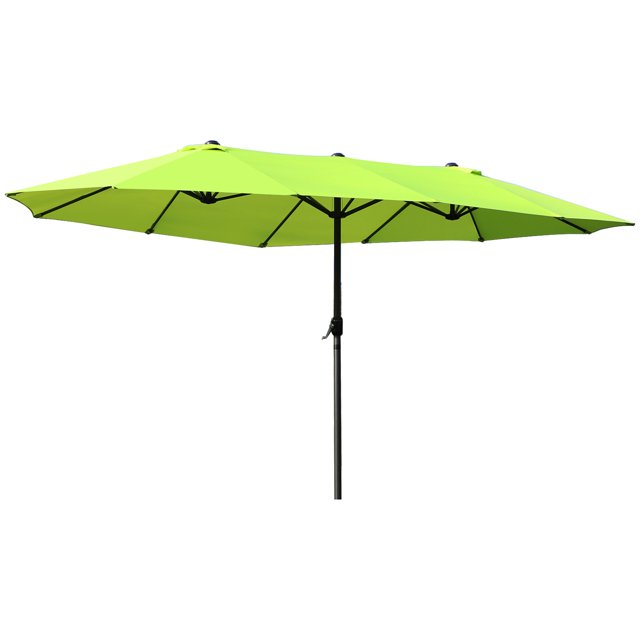 Outsunny 15ft Double-sided Patio Umbrella with Twin Canopy, Green