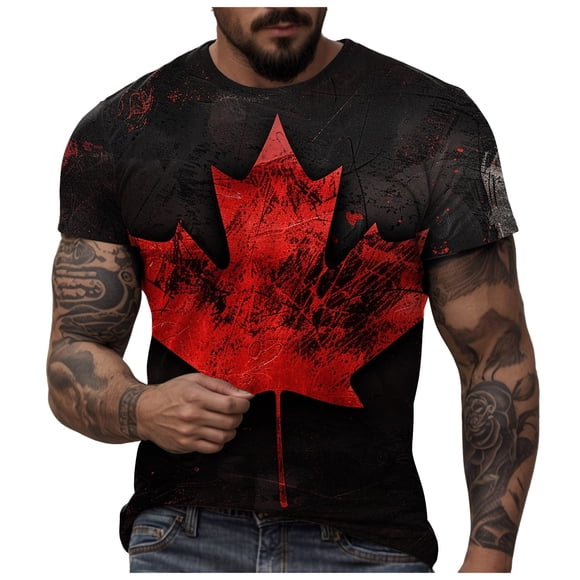 Ramiter Canada Tshirt Canada Day Shirts for Mens Canada Flag Graphic Tshirt Canadian Maple Leaf Short Sleeve Patriotic Tee Tops Black,M