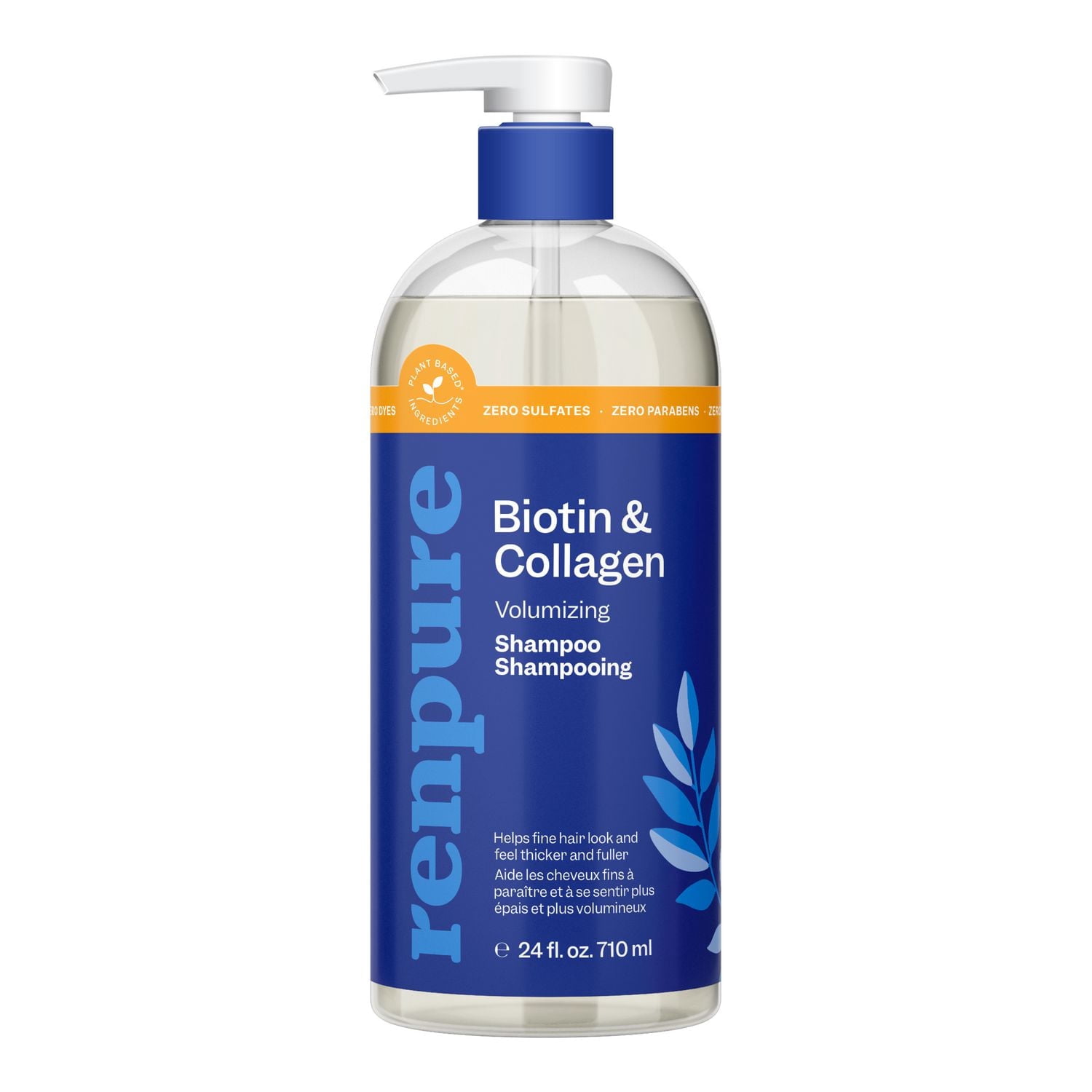 Renpure Biotin & Collagen Shampoo, Plant -Based - Nutrient Infused Formula for Fuller, Thicker Looking Hair - For Fine, Thin or Limp Hair - 24 Fl Oz