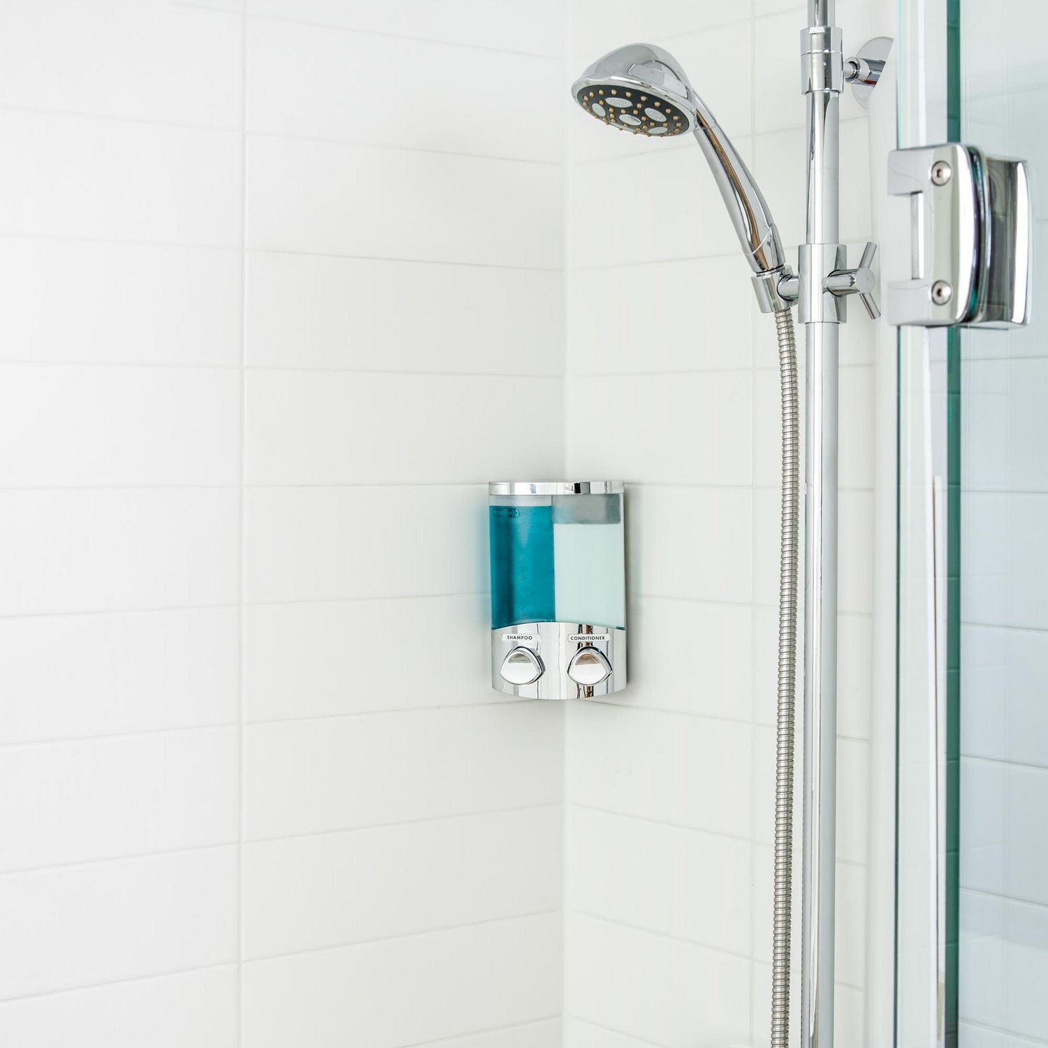 Better Living Products 76244-1 EURO Series DUO 2 Chamber Wall Mount Soap and Shower Dispenser Chrome