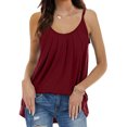 thumbnail image 2 of Innerwin Camisole Couleur Unie Femmes Débardeurs Fête Sans Manches Ample Cami Rouge Vin G, 2 of 4