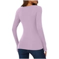 thumbnail image 2 of Womens Long Sleeve Tops 2026 Fall Winter Basic Square Neck Fitted Breathable Undershirt T Shirt, 2 of 7