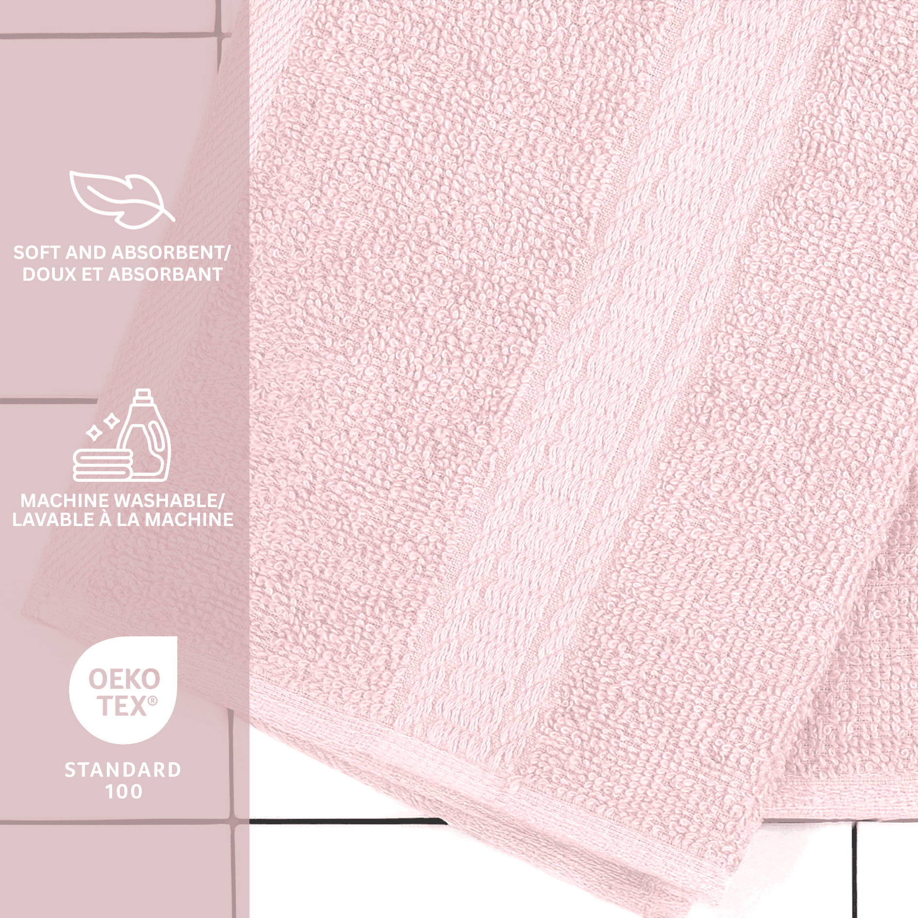 Mainstays Basics Solid Bath Sheet, Soft & Durable, 100% Cotton, Pink