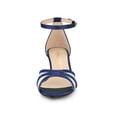 thumbnail image 2 of BLISSFUL STEP Women's Rhinestone Mesh Kitten Heels Sandals Navy Blue (Size 10), 2 of 7