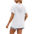 thumbnail image 5 of Timegard Womens Tops Button V Neck Short Sleeve Drawstring Hoodies Pullover Casual Summer Tshirts Tops, 5 of 5
