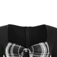 thumbnail image 3 of Women‘s Spring Autumn Patchwork Dress Long Sleeve Square Neck Plaid Zipper A-Line Dress, 3 of 5