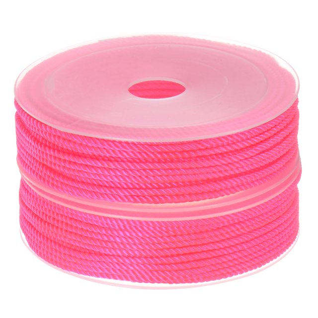 Unique Bargains 2 Pack Twisted Nylon Twine Thread Beading Cord 2mm 13M/43 Feet Extra Strong Braided Nylon String, Hot Pink