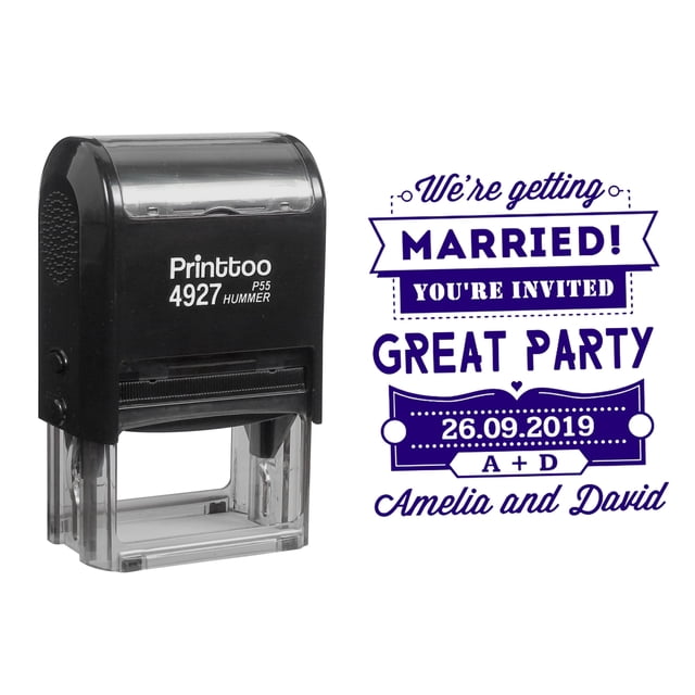 Printtoo Personalized Violet Self Inking Getting Married Favor Stamp Custom Wedding Favor Rubber Stamper-60 x 40 mm