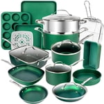 Granitestone Diamond 20 Piece Nonstick Emerald Aluminum Pots and Pans Cookware & Bakeware Kitchen Set
