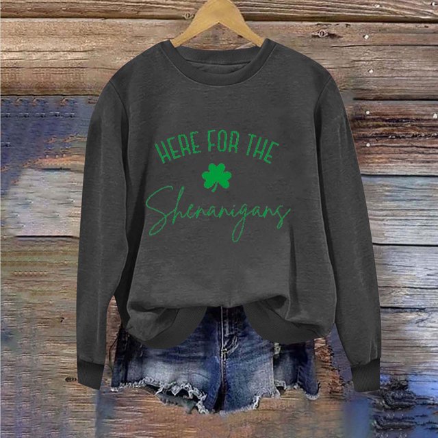 Chemises pour Femmes Col Rond Imprimé Fête de la Saint-Patrick Manches Longues Chandails en Molleton Fête de la Saint-Patrick Chemises pour Femmes