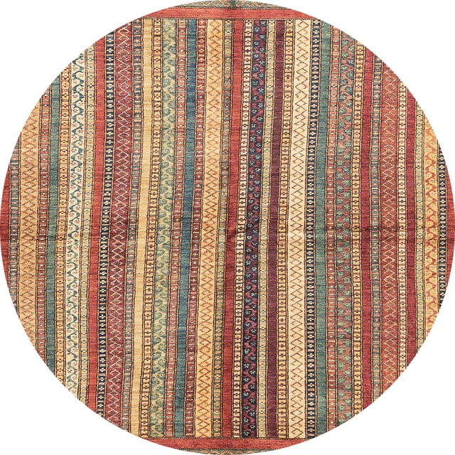Ahgly Company Tapis Rond Abstrait Rouge Brique, 3 Pieds Rond