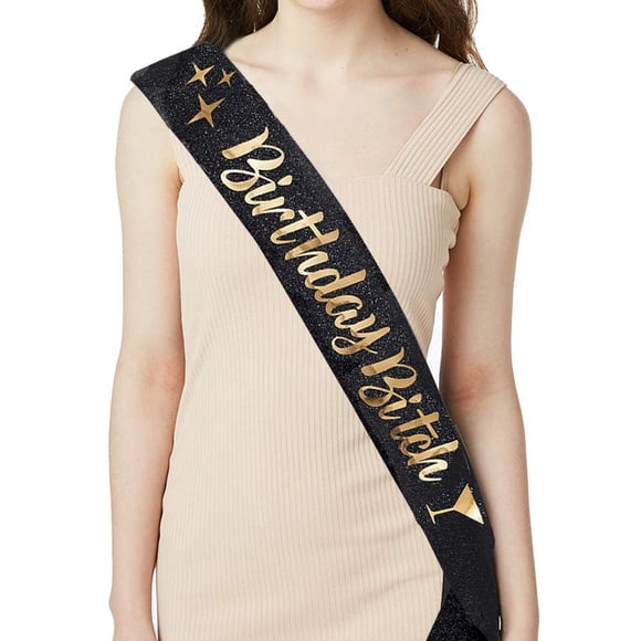 ADBetty Birthday Sash - Birthday Gifts for Women Birthday Girl Sash Fun Party Favors (Black/Gold)