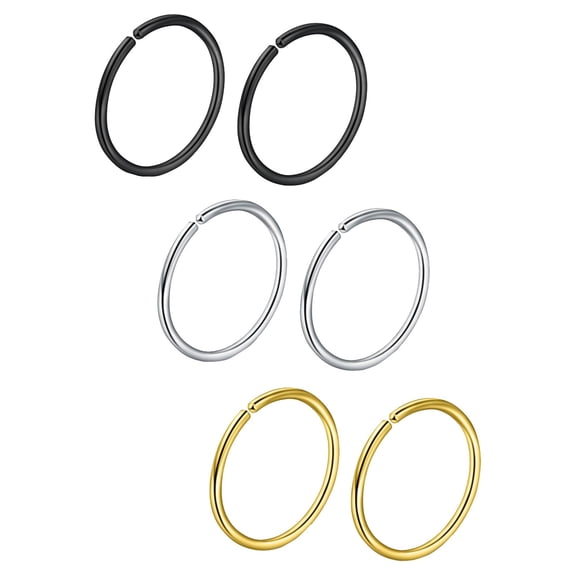 Nose Jewelry Nose Ring Set – 6 -On Closure Non Piercing Round Ring Swirl Septum Ring for Non Piercing Nostril Nostrils and Septum Accessories 6PCS