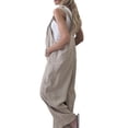 thumbnail image 3 of Women's Sleeveless Linen Wide Leg Jumpsuit Rompers Overalls Harem Pants, 3 of 3