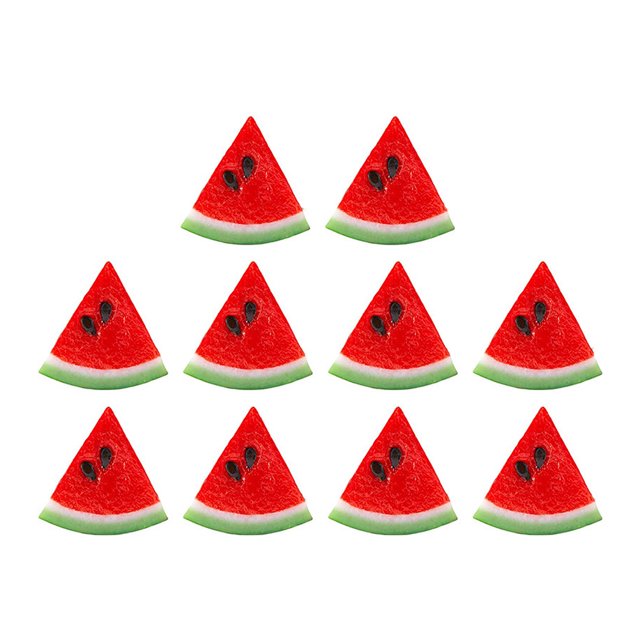 10 Pcs Tranches de Pastèque Simulées Tranches de Pastèque Artificielles Faux Fruits Décor