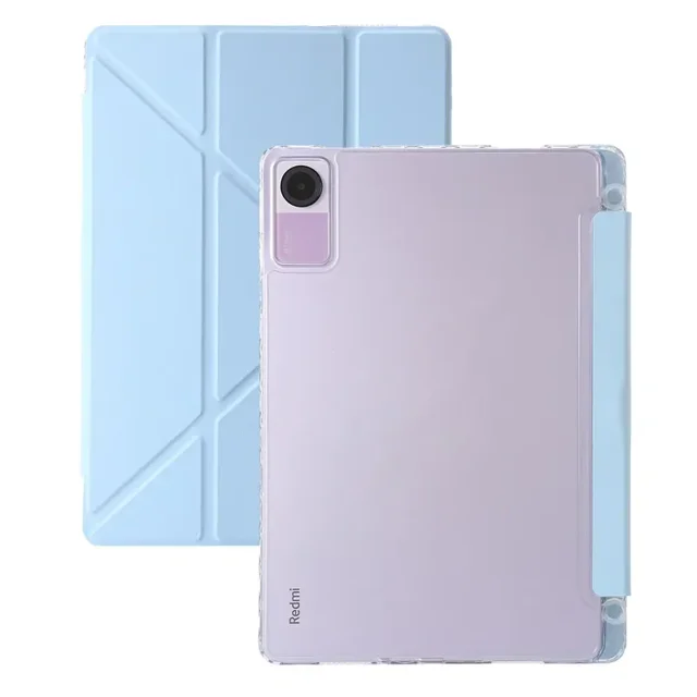 For Funda Redmi Pad SE Case with Pen Holder Multi-folding Stand Clear Back Magnetic Tablet Shell for Redmi Pad SE 11 Funda Cover Sky Blue Redmi Pad SE 11 inch