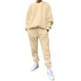 thumbnail image 1 of Kcodviy Male Casual Solid Two Light Suits for Men Piece Suit O Neck Men Suit off Shoulder Sleeve Sweatshirt Men Suits Slim Drawstring Pocket Pants Set, 1 of 5
