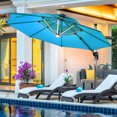 thumbnail image 1 of Costway 10ft Solar LED Patio Umbrella 360Degree Rotation Turquoise W/USB, 1 of 10