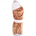 thumbnail image 4 of Women 2PCS Lingerie Set Slim Solid Sling Crop Top Short Elastic Band Pants, 4 of 9