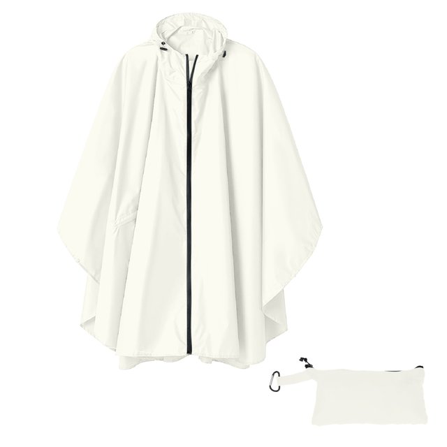 Clearance! Baberdicy Unisex Solid Color Hooded Zippered Poncho Shawl White